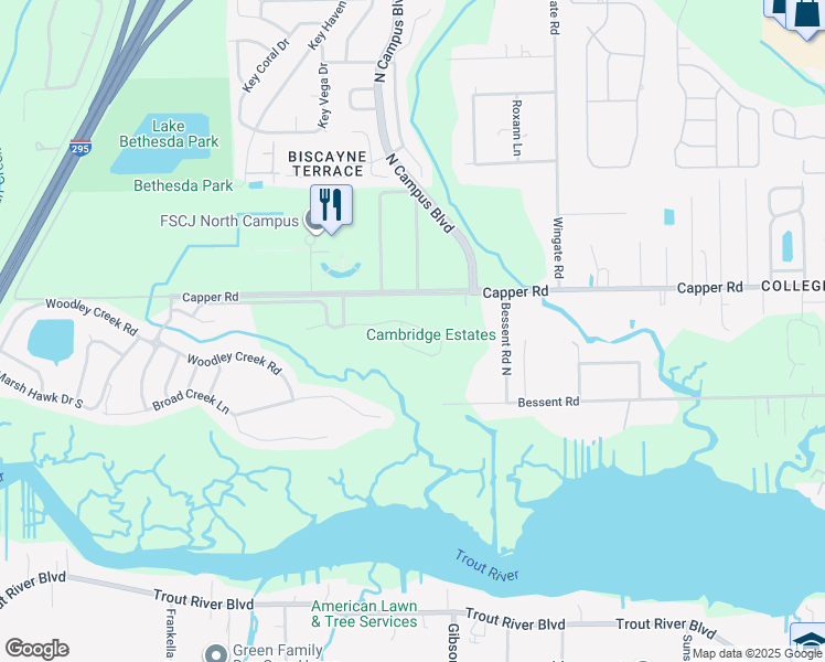 map of restaurants, bars, coffee shops, grocery stores, and more near 3948 Anderson Woods Drive in Jacksonville
