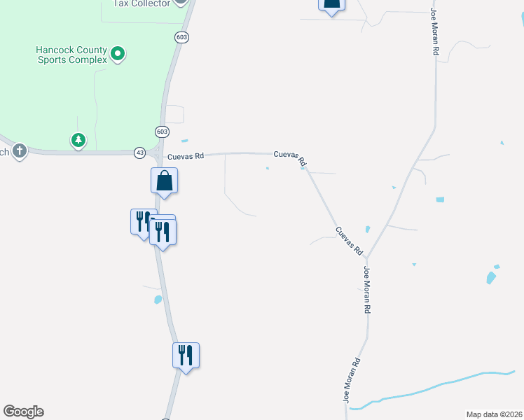 map of restaurants, bars, coffee shops, grocery stores, and more near 18025 Cuevas Road in Kiln