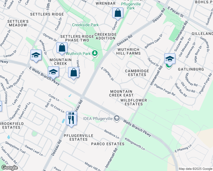map of restaurants, bars, coffee shops, grocery stores, and more near 902 Purple Martin Ct in Pflugerville