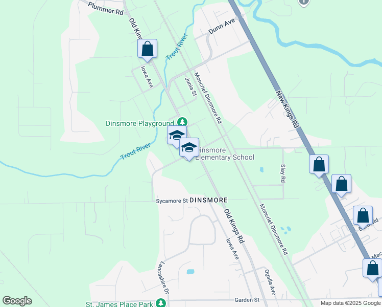 map of restaurants, bars, coffee shops, grocery stores, and more near 7126 Civic Club Drive in Jacksonville