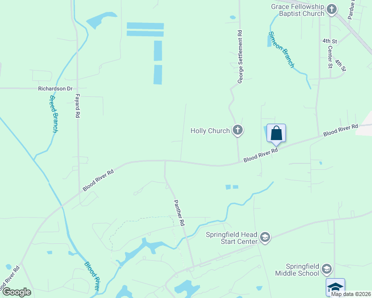 map of restaurants, bars, coffee shops, grocery stores, and more near 24669 Blood River Road in Springfield