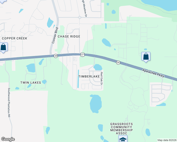 map of restaurants, bars, coffee shops, grocery stores, and more near 1467 Grey Fox Run in Tallahassee