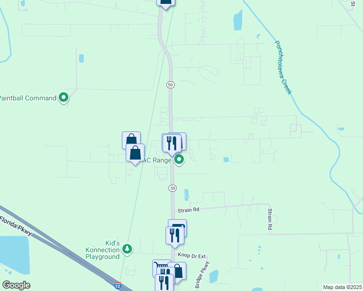 map of restaurants, bars, coffee shops, grocery stores, and more near 68480 Louisiana 59 in Mandeville