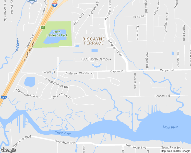map of restaurants, bars, coffee shops, grocery stores, and more near 4061 Anderson Woods Drive in Jacksonville