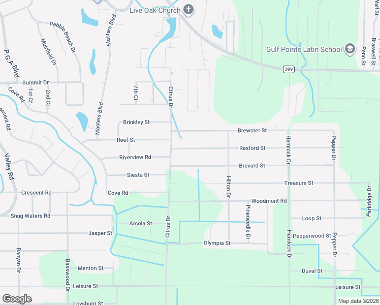map of restaurants, bars, coffee shops, grocery stores, and more near 7317 Rexford Street in Navarre