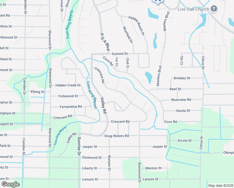 map of restaurants, bars, coffee shops, grocery stores, and more near 2557 Crescent Road in Navarre