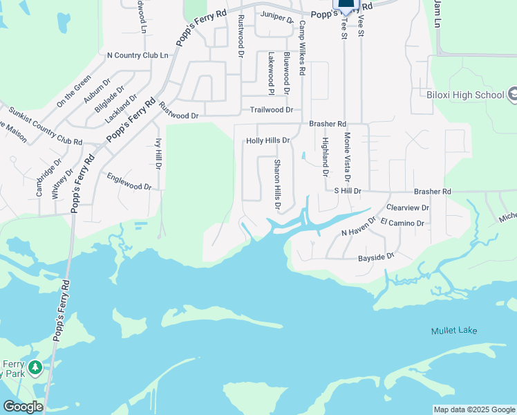 map of restaurants, bars, coffee shops, grocery stores, and more near 722 Canterbury Drive in Biloxi