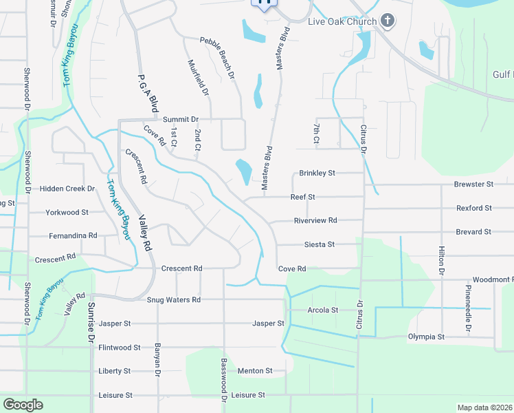 map of restaurants, bars, coffee shops, grocery stores, and more near 2526 Cove Road in Navarre