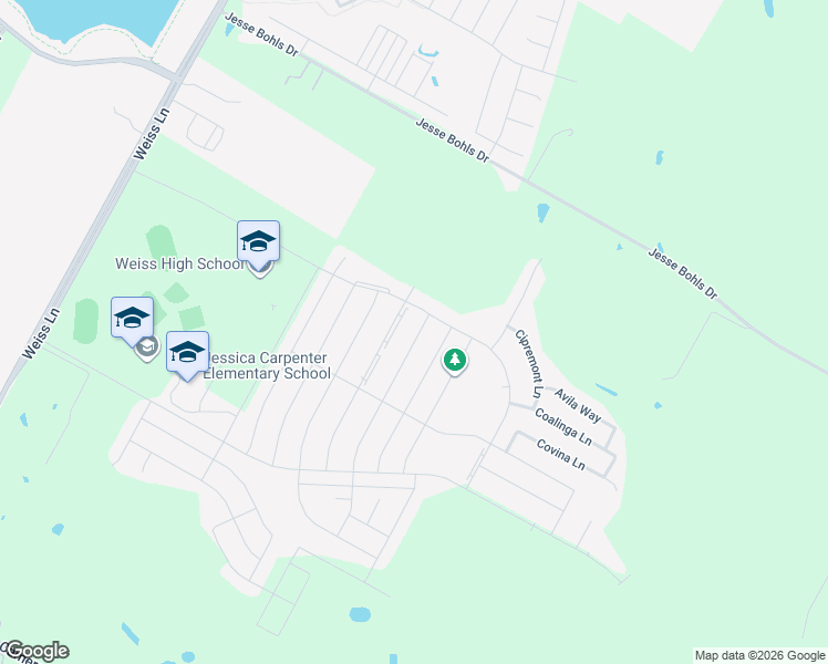 map of restaurants, bars, coffee shops, grocery stores, and more near 17314 Antioch Avenue in Pflugerville