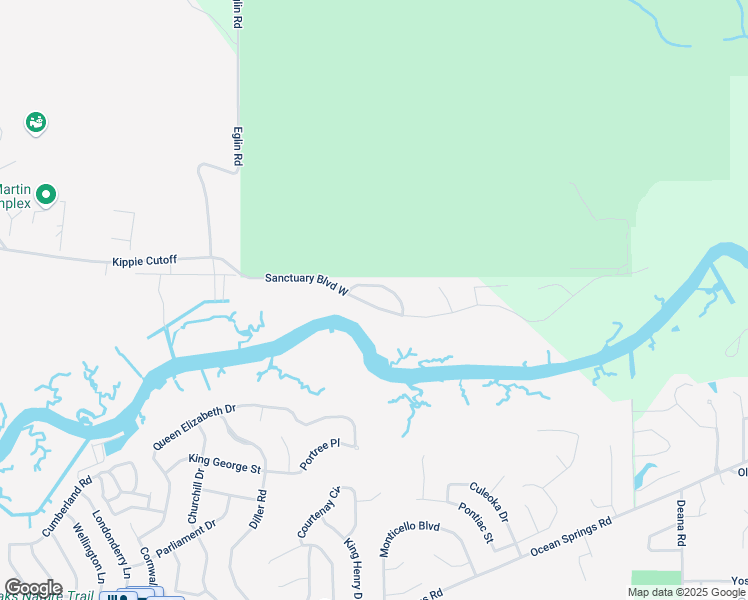 map of restaurants, bars, coffee shops, grocery stores, and more near 10017 Sanctuary Boulevard West in Ocean Springs