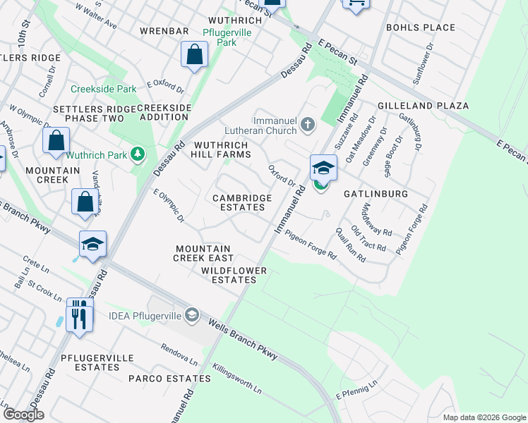 map of restaurants, bars, coffee shops, grocery stores, and more near 1003 Victoria Ridge Drive in Pflugerville
