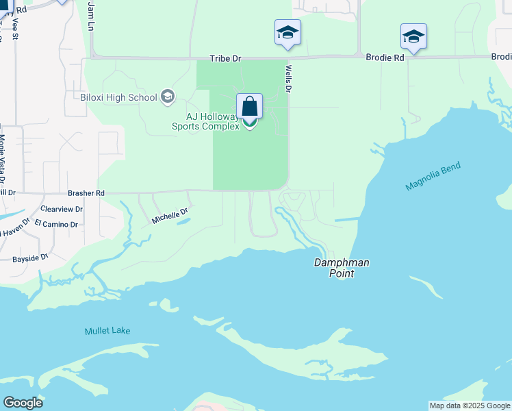 map of restaurants, bars, coffee shops, grocery stores, and more near 690 Savannah Estates Boulevard in Biloxi