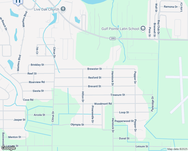 map of restaurants, bars, coffee shops, grocery stores, and more near 7440 Rexford Street in Navarre