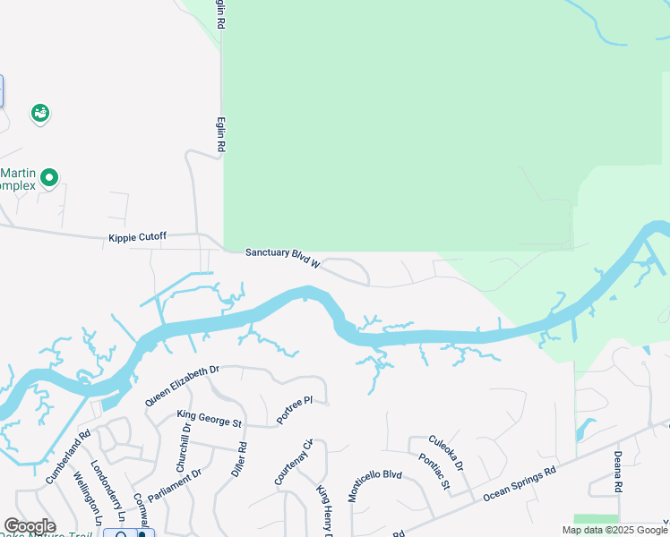 map of restaurants, bars, coffee shops, grocery stores, and more near 10017 Sanctuary Boulevard West in Ocean Springs
