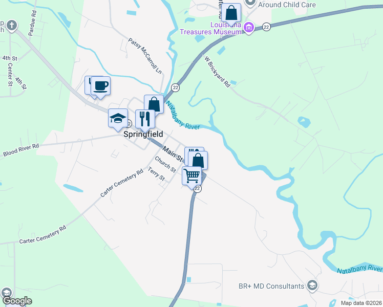 map of restaurants, bars, coffee shops, grocery stores, and more near 33049 Cherry Street in Springfield