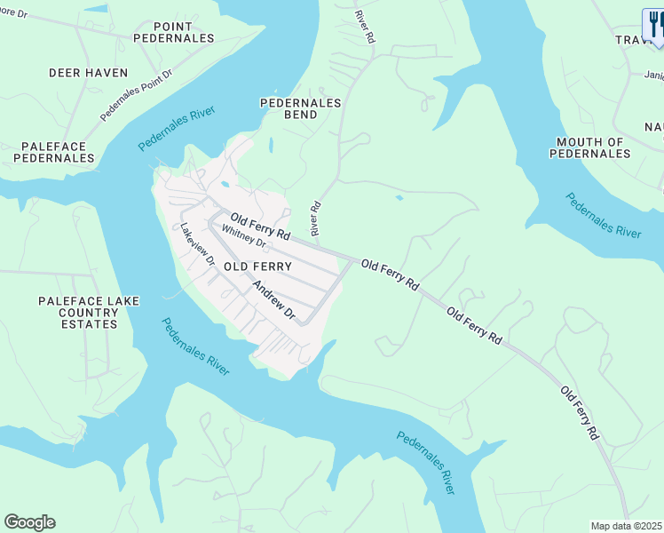 map of restaurants, bars, coffee shops, grocery stores, and more near 24704 Whitney Dr in Spicewood