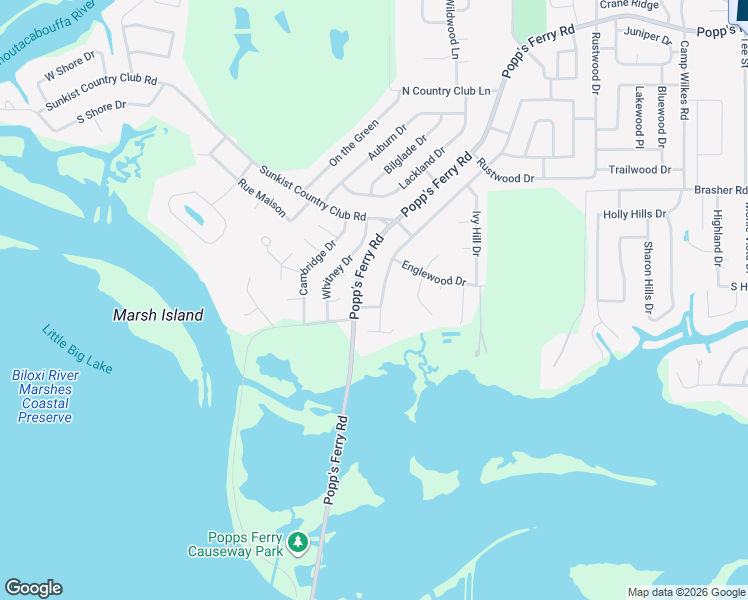 map of restaurants, bars, coffee shops, grocery stores, and more near 2250 Baywood Drive in Biloxi