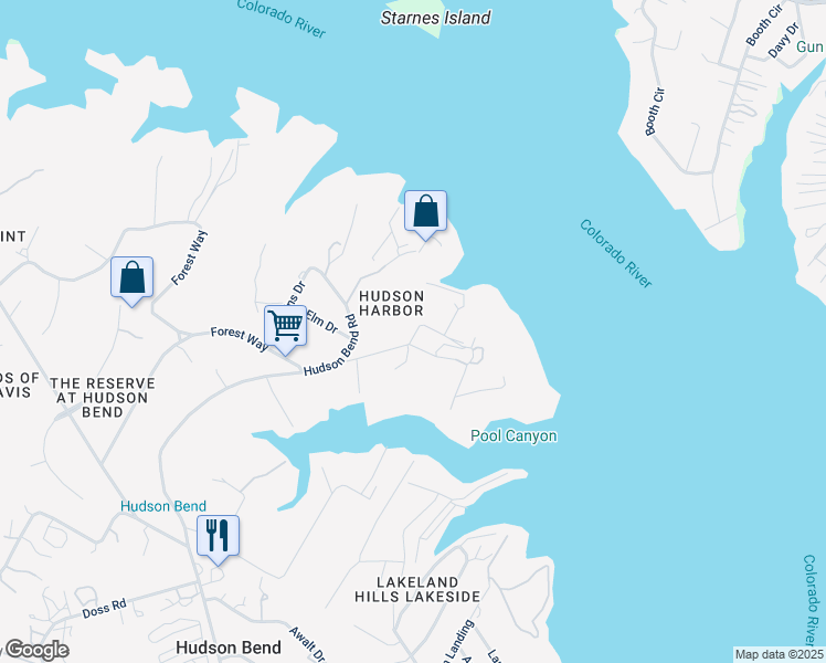 map of restaurants, bars, coffee shops, grocery stores, and more near 2 Webb Lane in Austin