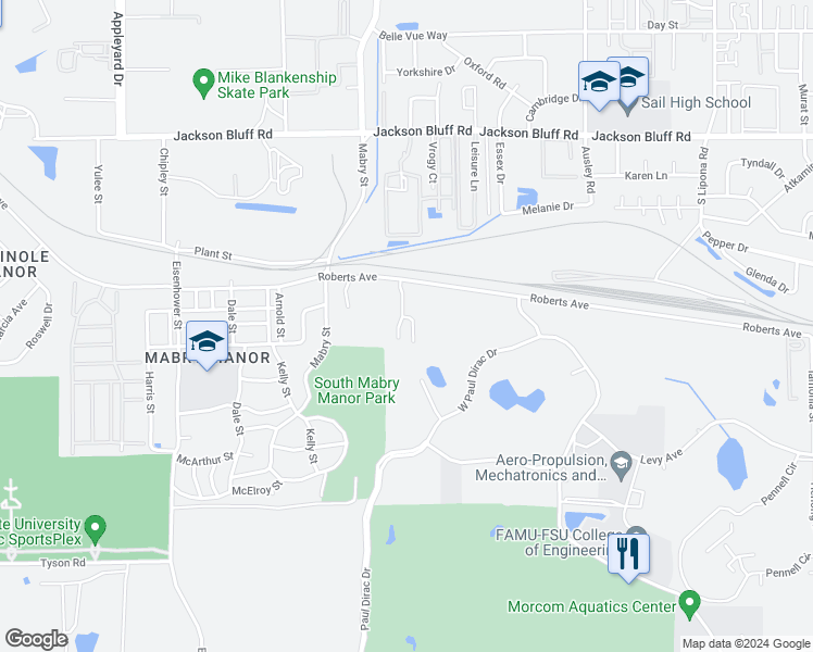 map of restaurants, bars, coffee shops, grocery stores, and more near 402 Florida State Boundary in Tallahassee