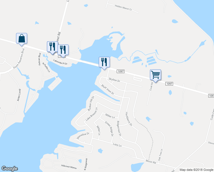 map of restaurants, bars, coffee shops, grocery stores, and more near 13284 Bluff View Drive in Willis