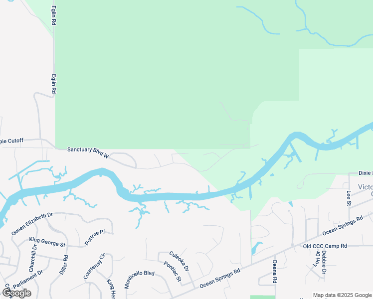 map of restaurants, bars, coffee shops, grocery stores, and more near 1105 Meadowlark Cove in Ocean Springs