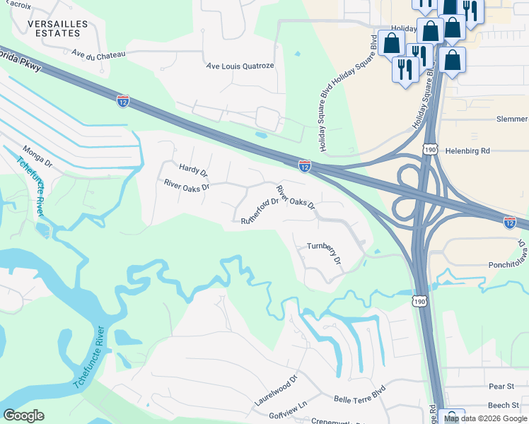 map of restaurants, bars, coffee shops, grocery stores, and more near 457 Rutherford Drive in Covington