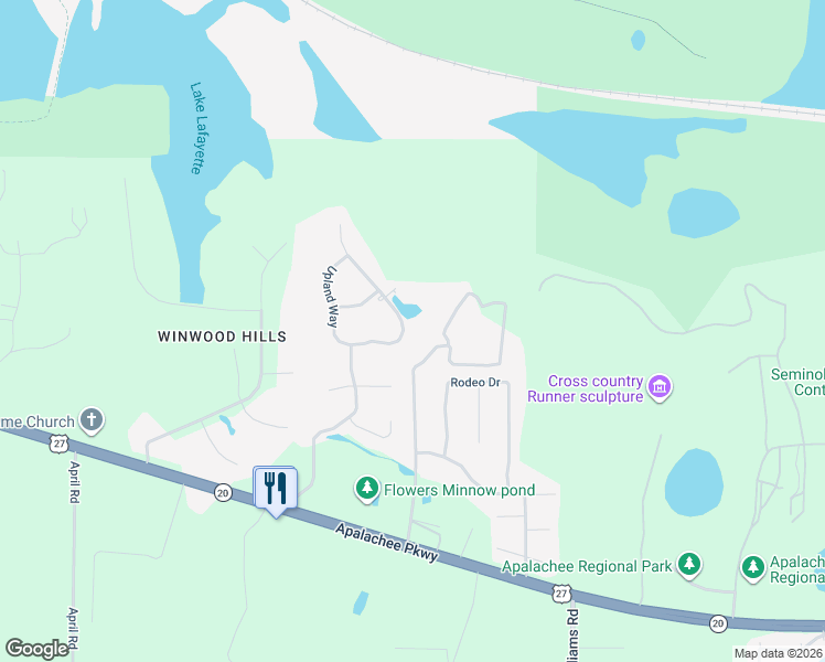 map of restaurants, bars, coffee shops, grocery stores, and more near 2227 Upland Way in Tallahassee