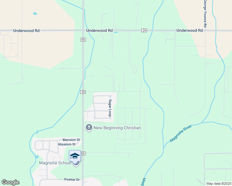 map of restaurants, bars, coffee shops, grocery stores, and more near 16819-16843 Rhodes Lane in Foley