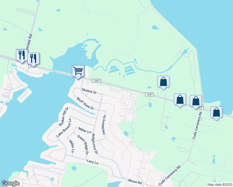 map of restaurants, bars, coffee shops, grocery stores, and more near 151B Binnacle Court in Willis