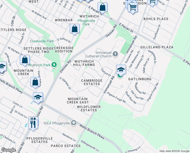 map of restaurants, bars, coffee shops, grocery stores, and more near 909 Windsor Hill Drive in Pflugerville