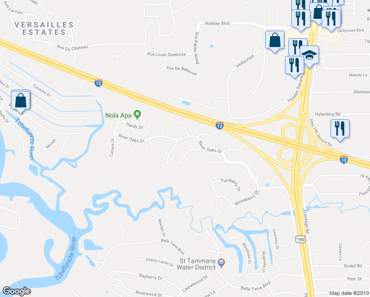 map of restaurants, bars, coffee shops, grocery stores, and more near 457 Rutherford Drive in Covington