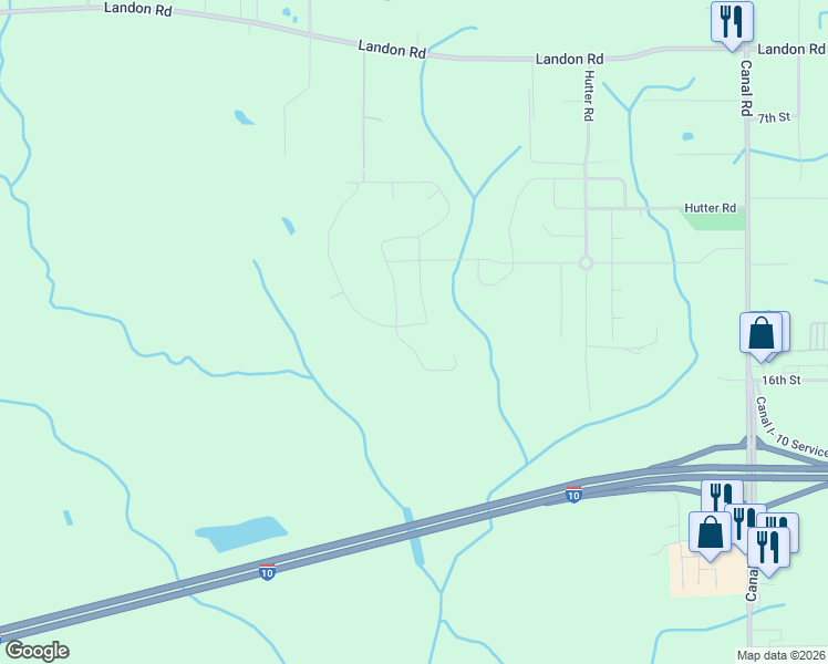 map of restaurants, bars, coffee shops, grocery stores, and more near 10001-10299 Hutter Road in Gulfport