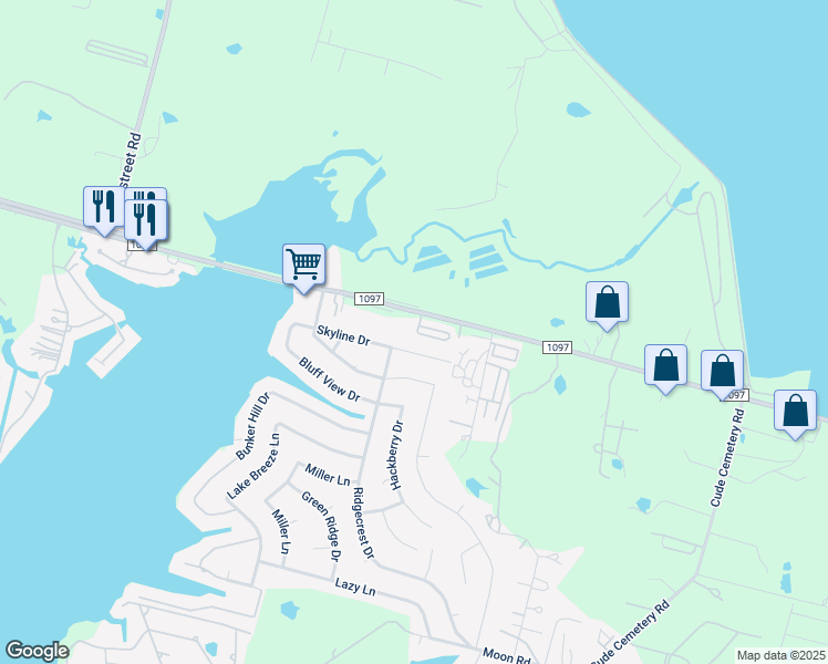 map of restaurants, bars, coffee shops, grocery stores, and more near 187B Binnacle Court in Willis