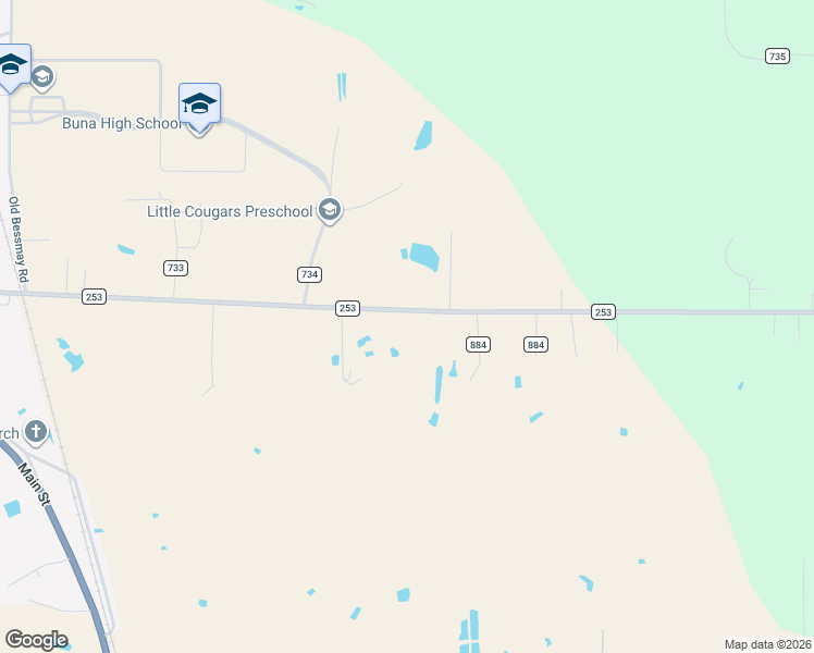 map of restaurants, bars, coffee shops, grocery stores, and more near 1428 Farm to Market 253 in Buna