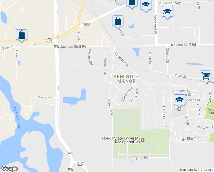 map of restaurants, bars, coffee shops, grocery stores, and more near 1606 Rankin Avenue in Tallahassee