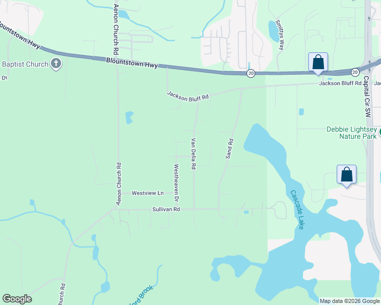 map of restaurants, bars, coffee shops, grocery stores, and more near 5400 Debbie Drive in Tallahassee