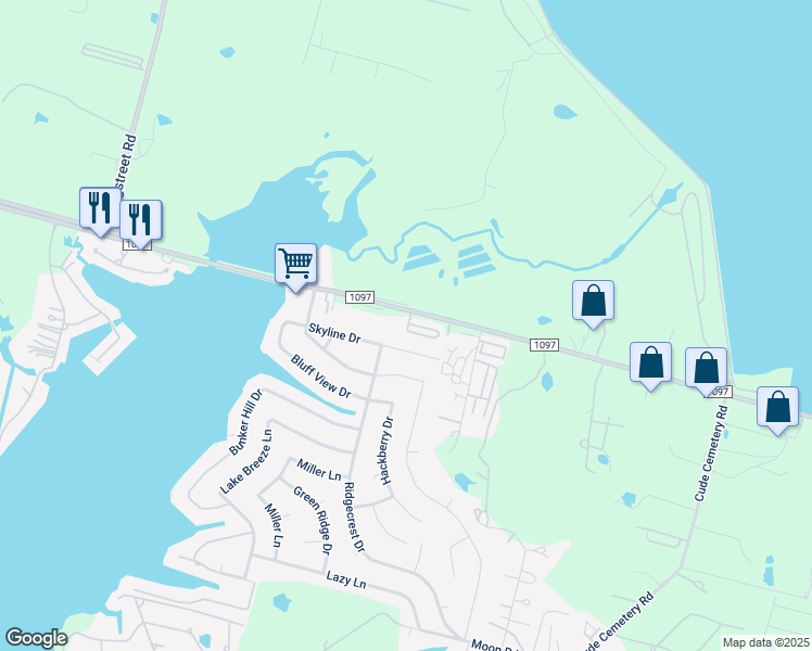map of restaurants, bars, coffee shops, grocery stores, and more near 191 Binnacle Court in Willis