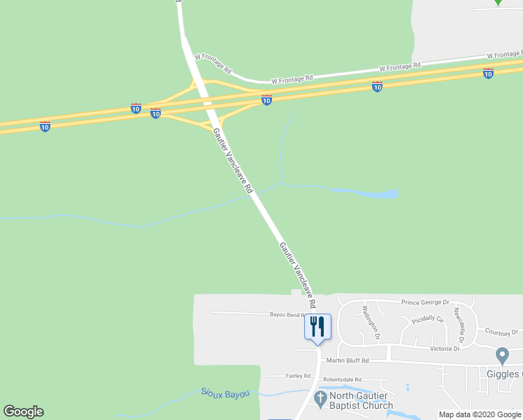 map of restaurants, bars, coffee shops, grocery stores, and more near 6053 Gautier Vancleave Road in Gautier