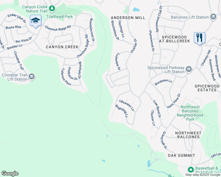 map of restaurants, bars, coffee shops, grocery stores, and more near 10106 Echoridge Drive in Austin