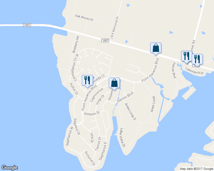 map of restaurants, bars, coffee shops, grocery stores, and more near 12836 Capricornus in Willis