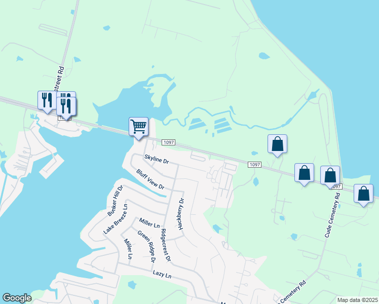 map of restaurants, bars, coffee shops, grocery stores, and more near 187B Binnacle Court in Willis