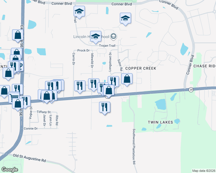 map of restaurants, bars, coffee shops, grocery stores, and more near 3538 U.S. 27 in Tallahassee