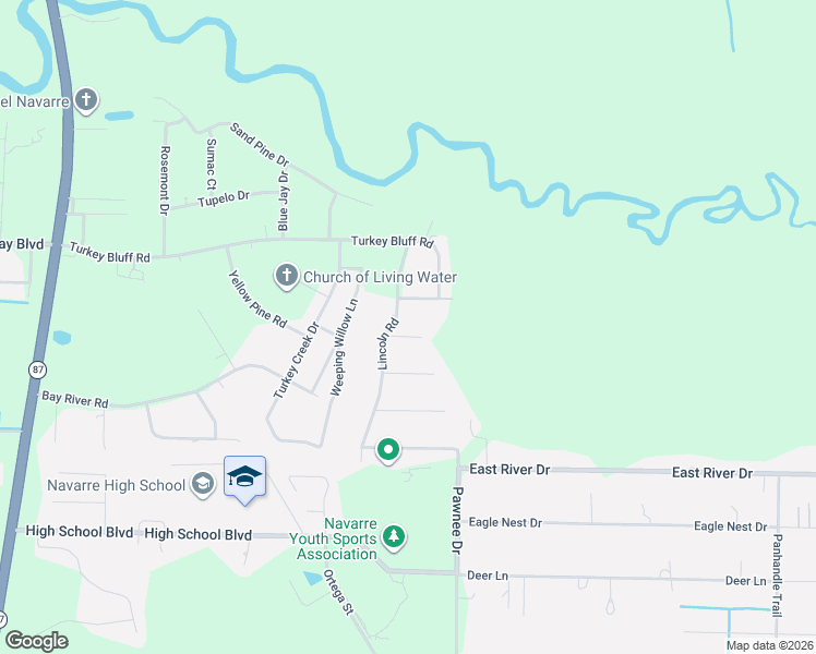 map of restaurants, bars, coffee shops, grocery stores, and more near 8816 Kiwi Place in Navarre