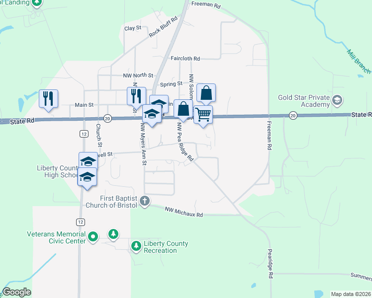 map of restaurants, bars, coffee shops, grocery stores, and more near 12723 Northwest Pea Ridge Road in Bristol