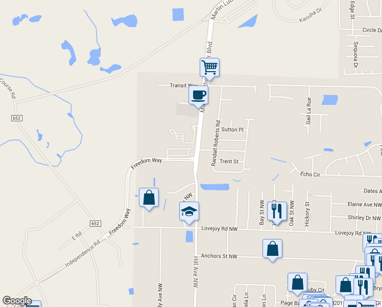 map of restaurants, bars, coffee shops, grocery stores, and more near 735 Martin Luther King Junior Boulevard in Fort Walton Beach