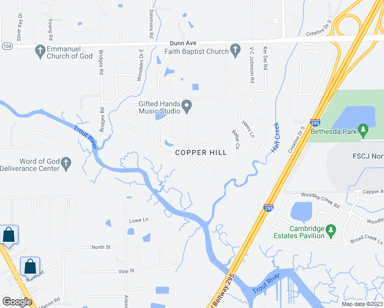 map of restaurants, bars, coffee shops, grocery stores, and more near 10903 Chitwood Drive in Jacksonville