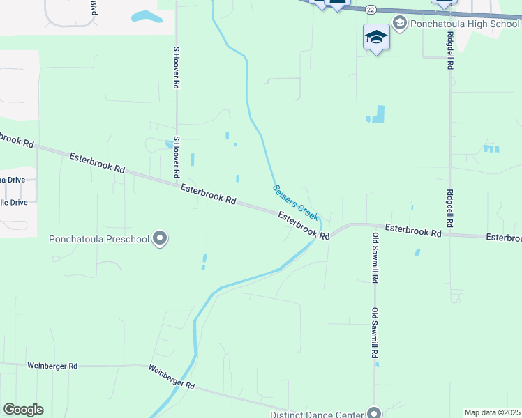 map of restaurants, bars, coffee shops, grocery stores, and more near 19160 Esterbrook Road in Ponchatoula