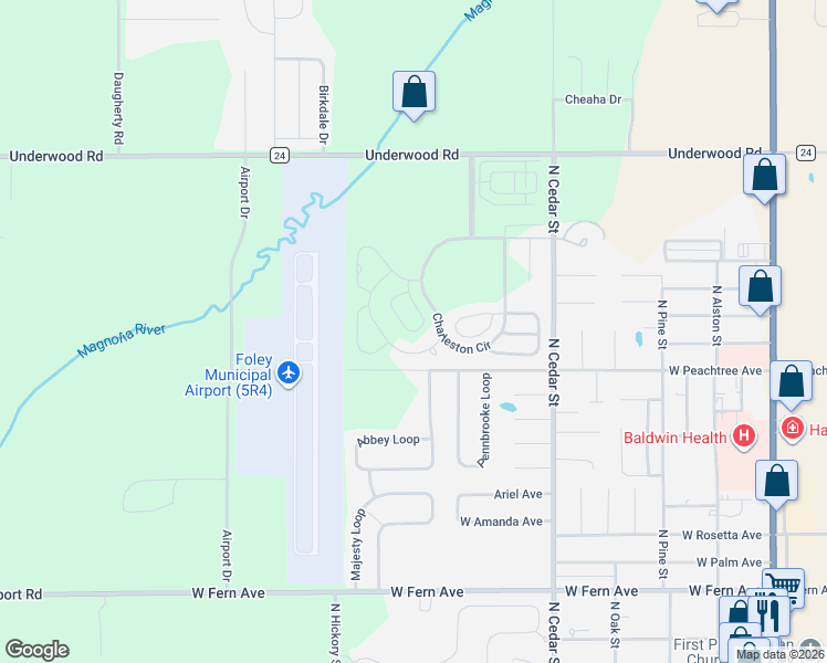 map of restaurants, bars, coffee shops, grocery stores, and more near 939 Sumter Loop in Foley