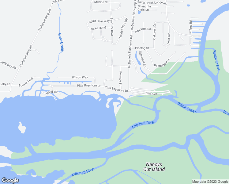 map of restaurants, bars, coffee shops, grocery stores, and more near 123 Pitts Bayshore Drive in Freeport