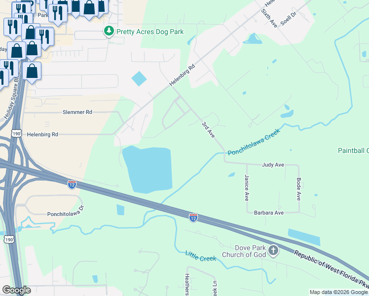 map of restaurants, bars, coffee shops, grocery stores, and more near 69081 3rd Avenue in Covington